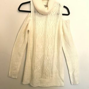 Cute Cold Shoulder Cowel Neck Sweater